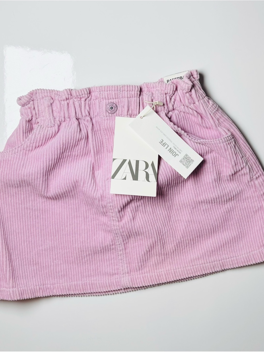 NWT Zara Kids Lilac Corduroy Paperbag Waist Skirt 3-4Y